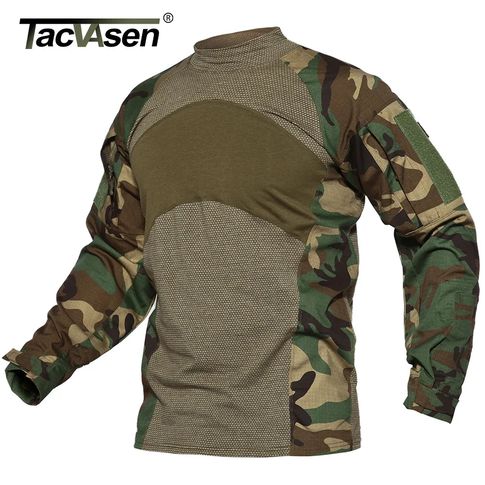 TACVASEN Oversize Long Sleeve Work tshirt Mens Summer Tactical T-shirt Combat Hunt Game Camouflage Clothing Ristops Tee Tops