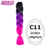 Jumbo Braiding Hair Extensions 24inch Ombre Hair For Braids 5Pcs Box Braid Yaki Texture Synthetic Fiber Fake Hair Mirra’s Mirror