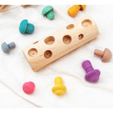 Wooden Rainbow Blocks Mushroom Picking Game Wood Baby Montessori Educational Toys for Children Shape Matching Assembly Grasp