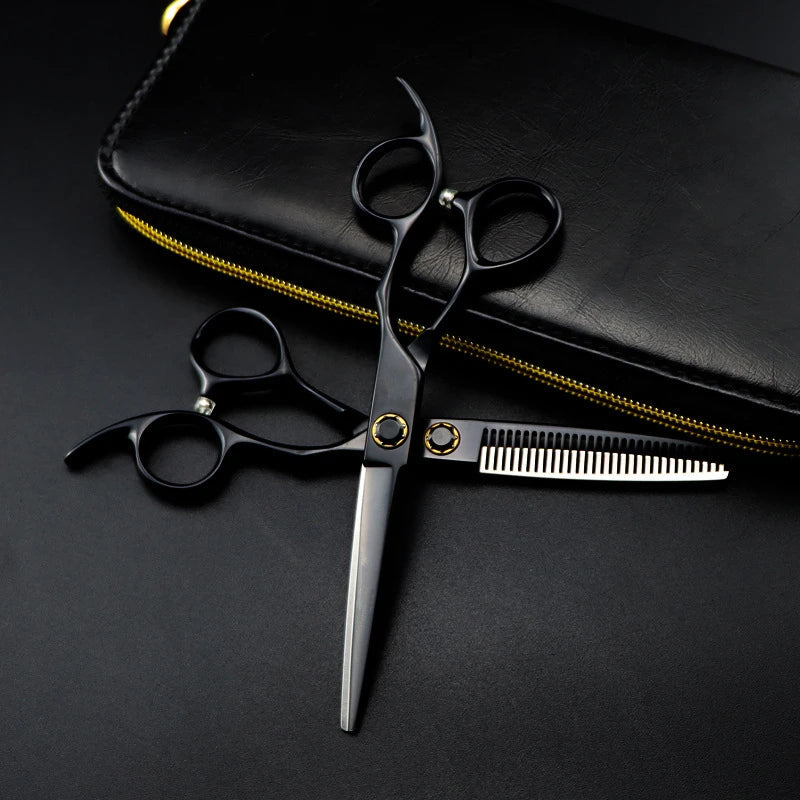 Customize logo /name JP 440c 6 '' black Bearing hair scissors haircut thinning barber tools cutting shears hairdresser scissors