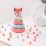 Rainbow Animal Fox Rabbit Blocks Baby Toy Wooden Blocks Stacking Tower Creative Educational Toys Early Learning Game Supplies