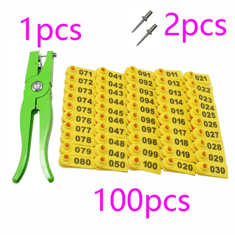 Ear Tag Sheep Marker Applicator 001-100 Ear Tags For Goat Ldentification Kit Ear Tagger With 2 Pcs Pins Ear Tag Pliers