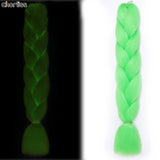 24 Inches 100g Glowing Synthetic Jumbo Braids Fluorescent Green Shinning Hair In The Darkness Crochet Braiding Hair Extensions