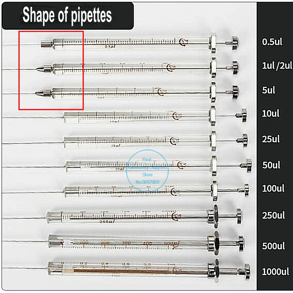 1pcs lab 0.5ul to 1000ul liquid phase Microliter Syringes with flat head, Laboratory chromatographic Microinjector