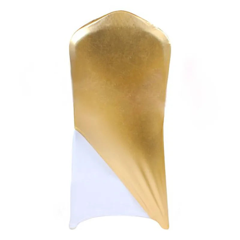 50pcs/100pcs Metallic Gold Spandex Stretch Chair Caps Elastic Chair Hood Wedding Chair Sash Bow Bands Party Event Decoration