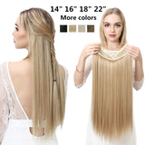 Synthetic Hair Extension No Clip Natural Hair Piece Ombre Fake False One Piece Straight Hairpiece Blonde For Women