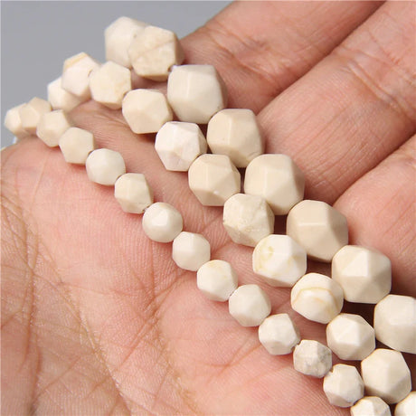 Natural Beige Color Stone Faceted Stone Jaspers Spacers Loose Beads DIY Charms Bracelets Accessories for Jewelry Making