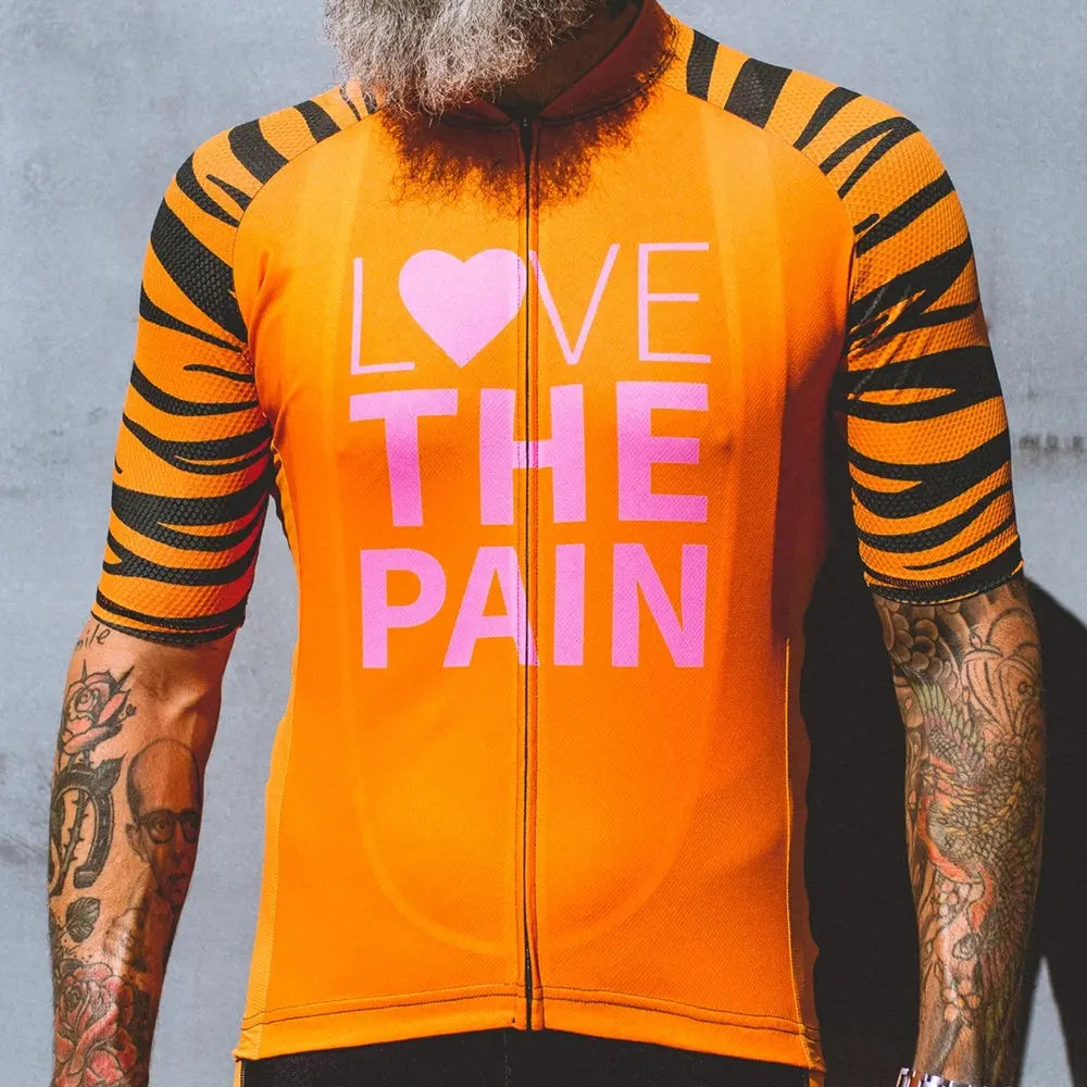 Love The Pain Cycling Jersey Mans Clothes Mountain Uniforme Bicycle Cycle Breatha Sports Shirts Clothing Maillot Ciclismo Hombre