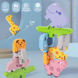 Wooden Animal Stacking Blocks Toy Shape Matching Puzzles Game  Balance Fine Motor Training Montessori Educational Toddler Toys