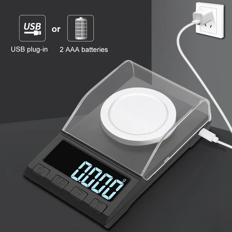 0.001g Precision Electronic Scales 100g/50g/20g Digital Weighing Gem Jewelry Diamond Scale Portable Lab Weight Milligram Scale