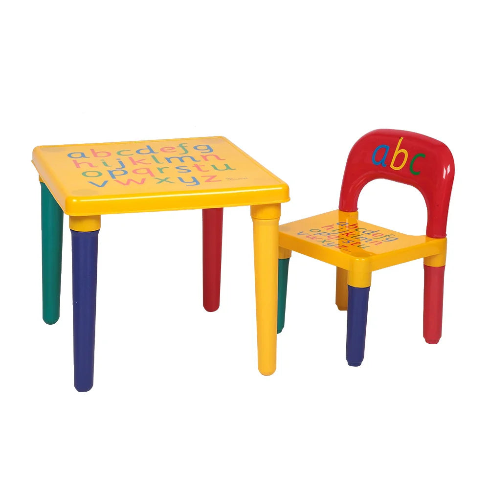 Children Letter Table Chair Set,Kids Table and 1 Chair Set, Alphabet Design, Learn The Letters While Playing, Gift for Toddler B