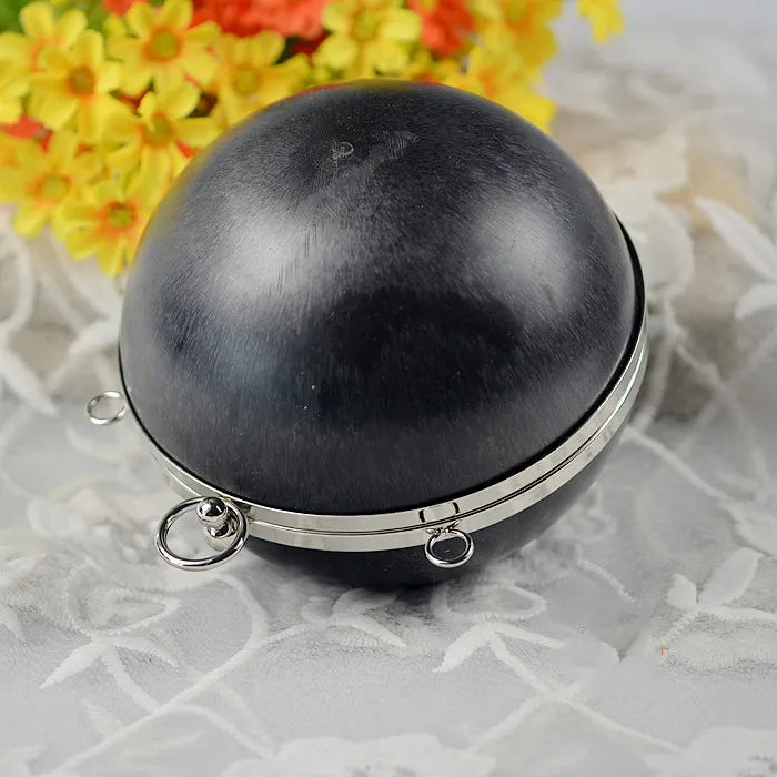 14 cm or 18 cm round shape metal box clutches with black plastic surface diy handbag accessories metal bag frames evening bags