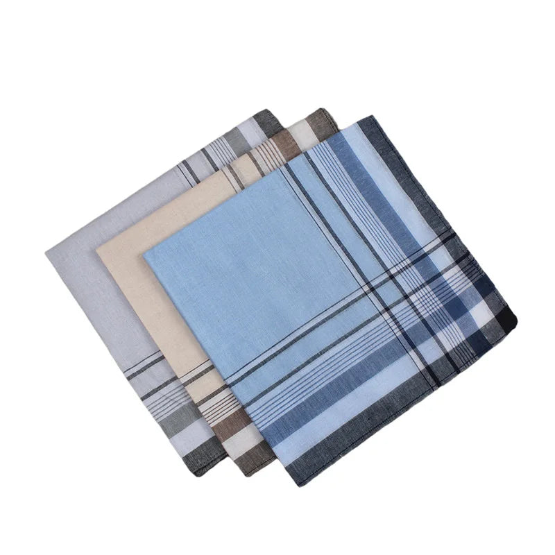 10Pcs Square Plaid Stripe Pocket for Wedding Party Restaurant Women's Handkerchief Hand Towel Cotton Handkerchiefs for Men