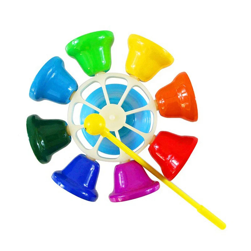 8-Note Hand Bell Children Music Toy Rainbow Percussion Instrument Set 8-Tone Bell Rotating Rattle Beginner Educational Toy Gift