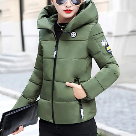 Women Winter Parkas Hooded Thick Warm Short Coat Elegant Slim Cotton Padded Jacket Korean Casual Outwear Female Clothes Street