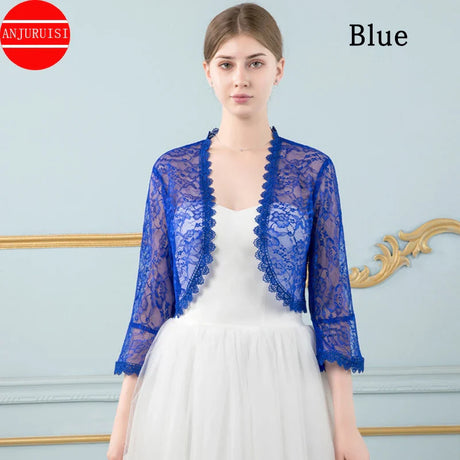 Lace Bolero Women Wedding Accessories Mariage Bride Jacket 3/4 Flared Sleeves Chaquetas De Mujer Para Shawl Novia Cape Elegant