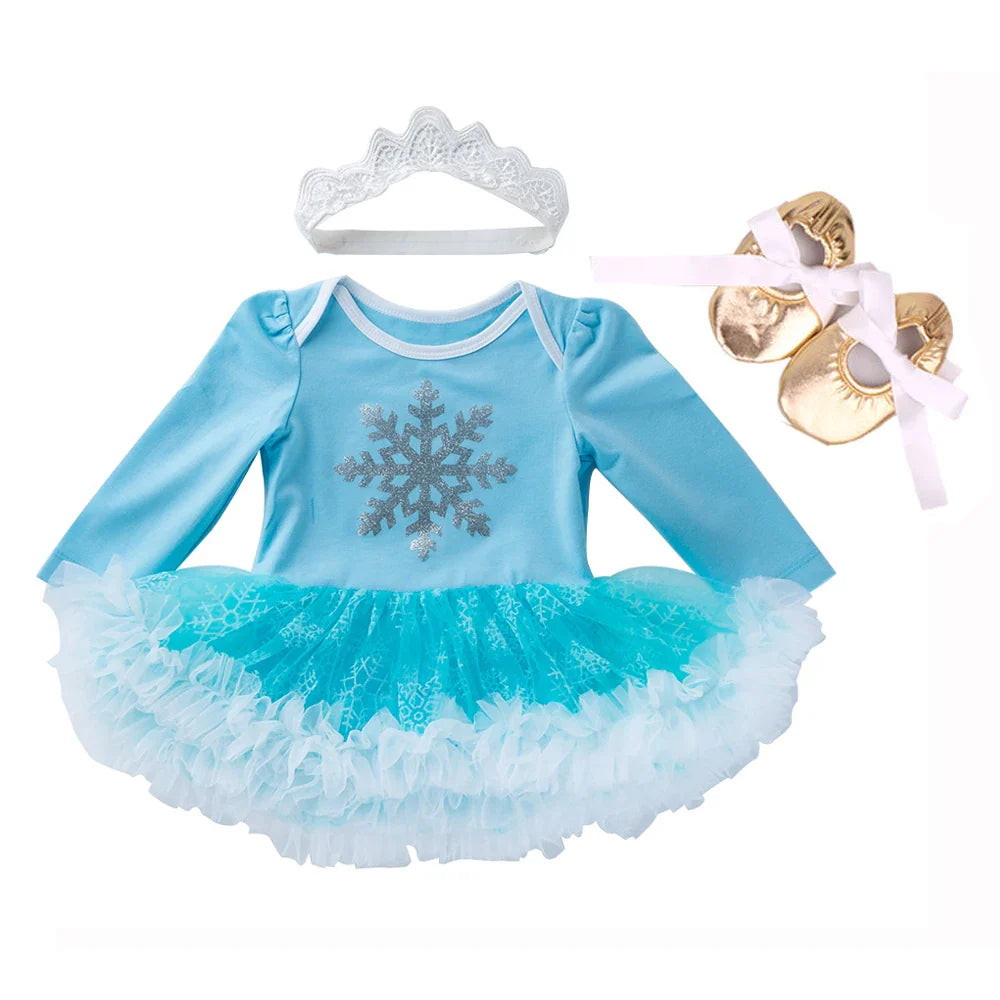 Baby girl Clothes elsa anna costume for Baby Infant Birthday Party Dress Tutus Newborn Jumpsuit Bebe Romper Little Girl Clothes