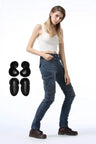 Hot Sale Black Motorcycle Pants Green Moto Jeans Woman Boyfriends Motorcycle Leisure Women's Jeans Blue Riding High Waist Jeans