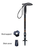 Walking Stick Carbon Fibers T-handle Adjustable 49-100cm 3 Section Inner Lock Mountain-climbing Crutch Outdoor Hiking