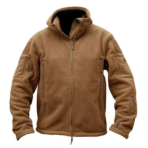 TACVASEN Winter Hooded Fleece Jackets Mens Zipper Pockets Tactical Work Jacket Thermal Autumn Outerwear Outdoor Hiking Warm Coat