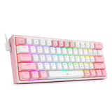 REDRAGON Fizz K617 RGB USB Mini Mechanical Gaming Wired Keyboard Red Switch 61 Key Gamer for Computer PC Laptop detachable cable