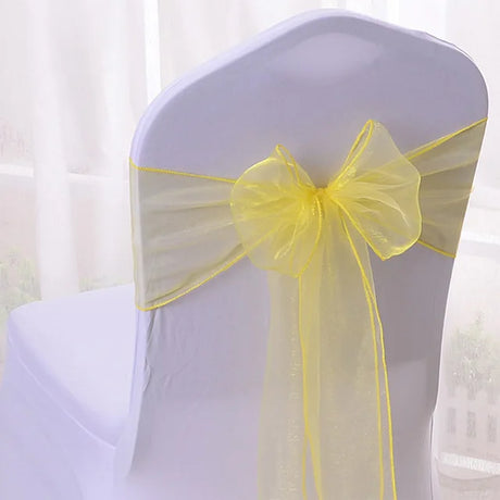 50/100pcs High Quality Sash Organza Chair Sashes Wedding Chair Knot Decoration Chairs Bow band Belt Ties For Banquet Weddings