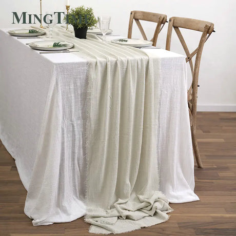 Table Runners Rustic Cotton Gauze Dining Burlap Retro Burr Texture Vintage Wedding Supplies Linen Home Christmas Decorations