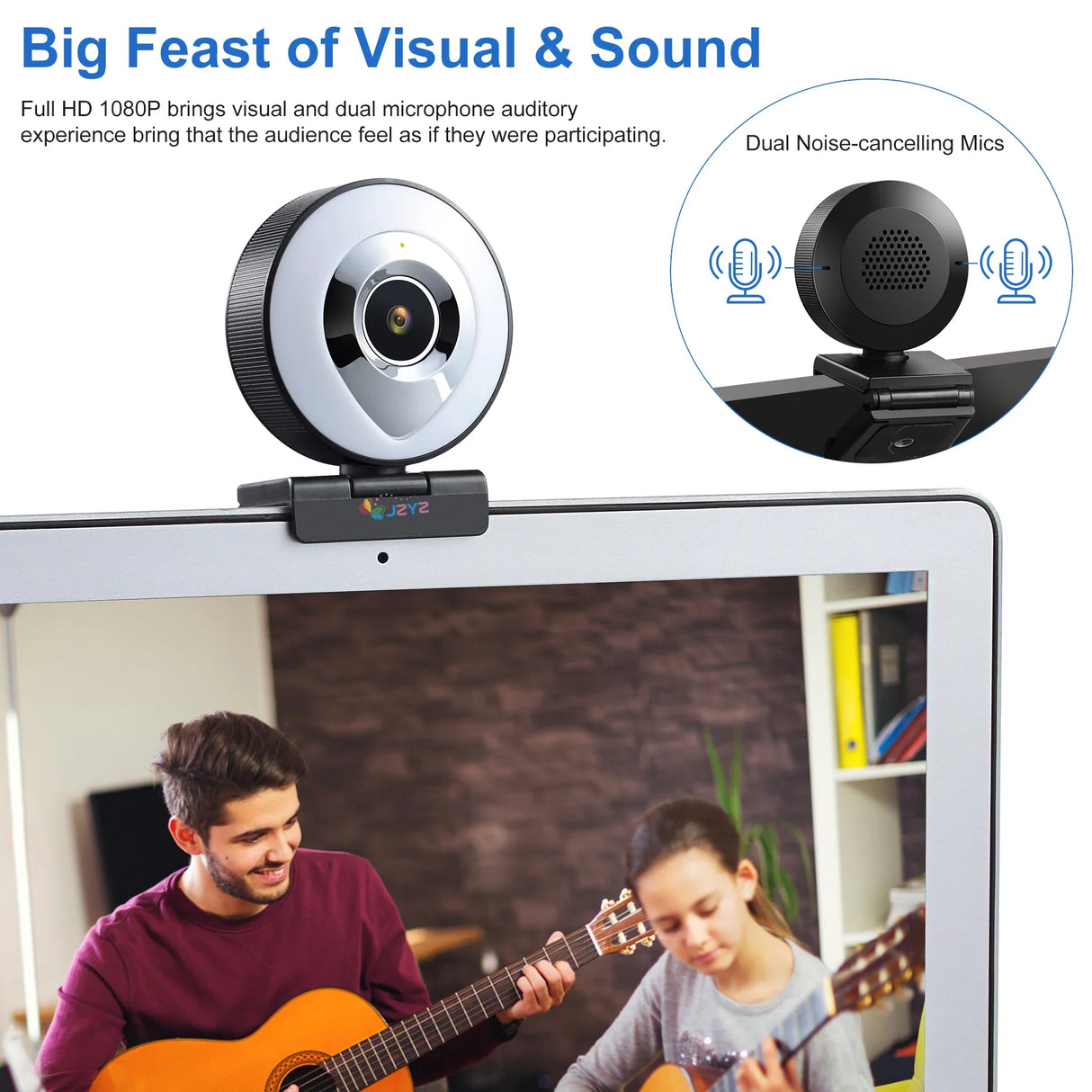 Web Camera Auto Focus Ring Beautify Fill-in Lighting Video Webcam HD 1080P Live Broadcast  Mic USB 3 Grades Touch  Brightness