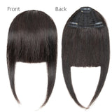 Isheeny Human Hair Bangs 3 Clips In Black Blunt Cut Fringe Hair Piece Natural Black Blonde Bang 8" Clip In Hair Extensions Brown