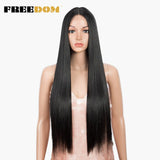 FREEDOM Synthetic Lace Front Wig 30 Inch Long Straight Wigs Soft Rainbow Colorful Blue Ginger Wigs For Black Women Cosplay Wig