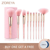 Zoreya Brand Concealer Blending Professional Makeup Brushes 10pcs Soft Synthetic Hair Blush Foundation Eye Shadow Fan Brush