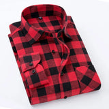 Quality Flannel Plaid Men Shirt Cotton Spring Autumn Casual Long Sleeve Dress Shirts Soft Comfort Slim Fit Button Down Clothes