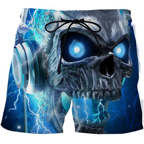 Hot Sale Skull Horror 3D Printe Beach Short Men's Shorts Anime Pants Quick-drying Street Clothing Black Short Casual short homme