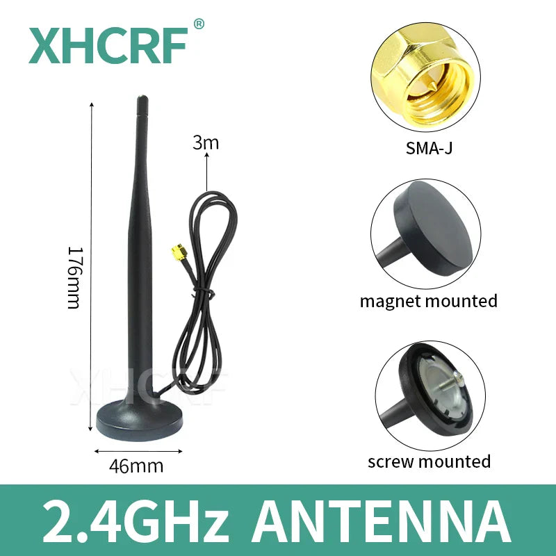 2.4GHz WiFi Antenna for Internet Communication Magnetic 2.4 GHz Outdoor Router Antennas for Hotspot Signal Install with Screw