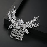 LUOTEEMI Luxury Cubic Zirconia Bridal Hair Comb Big Crystal Flower Women Wedding CZ Hair Jewelry Bijoux femme Ornaments Jewelry