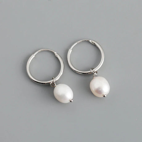 WANTME Real 925 Sterling Silver Natural Freshwater Baroque Pearl Hanging Stud Earrings for Women Gothic Charming Fashion Jewelry