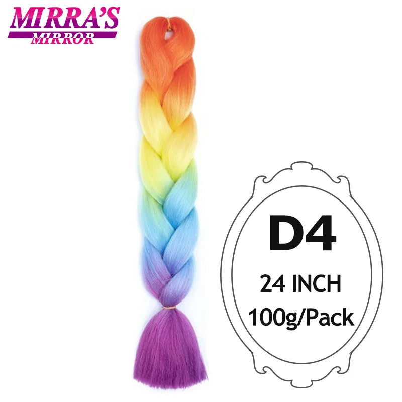 Jumbo Braiding Hair Extensions 24inch Ombre Hair For Braids 5Pcs Box Braid Yaki Texture Synthetic Fiber Fake Hair Mirra’s Mirror