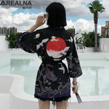 Japanese Kimono Traditional Clothing Crane Carp Anime Kimono Dress Shirts Women Samurai Haori Hombre Yukata Man Cardigan Shirt