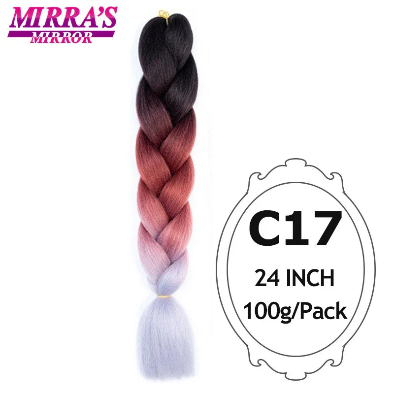 Jumbo Braiding Hair Extensions 24inch Ombre Hair For Braids 5Pcs Box Braid Yaki Texture Synthetic Fiber Fake Hair Mirra’s Mirror