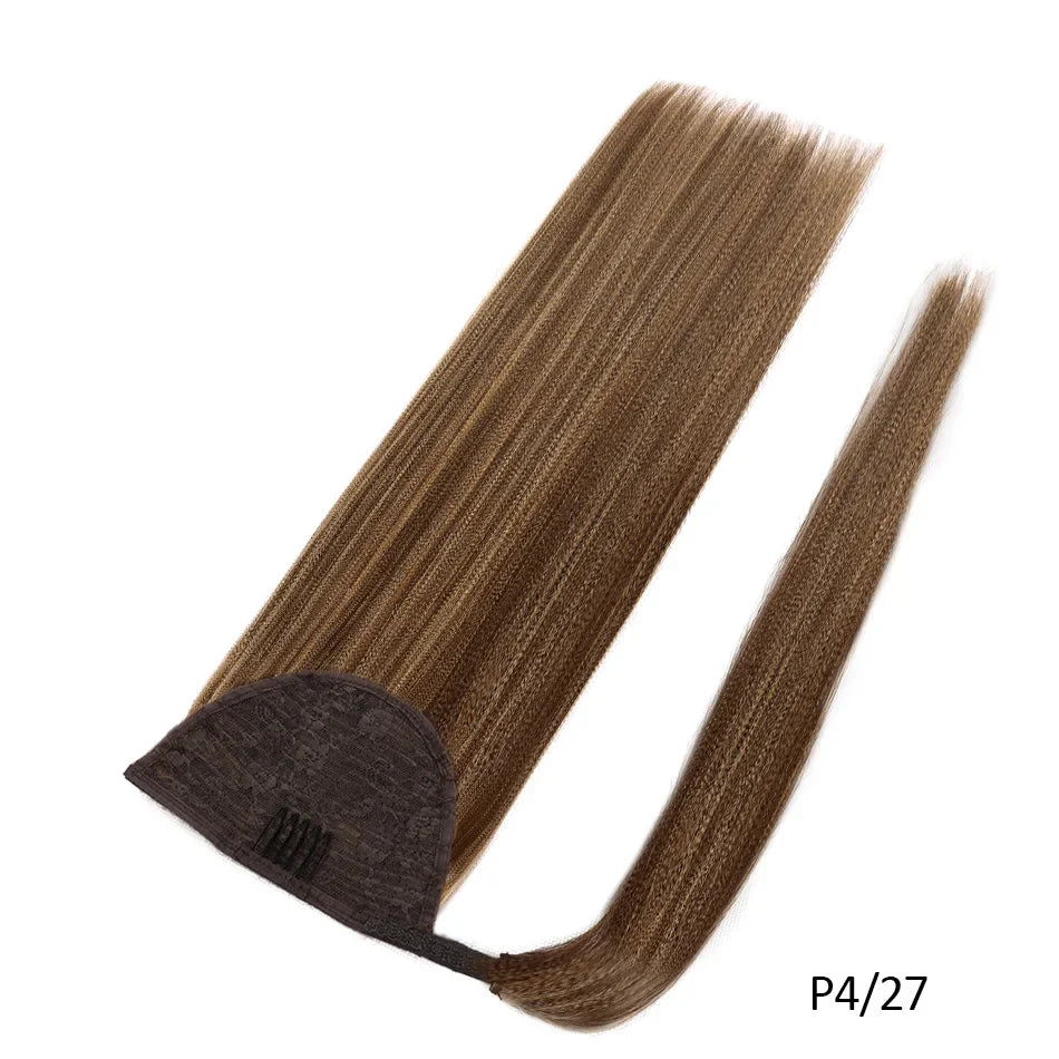 BHF 100% Human Hair Ponytail Brazilian Remy Ponytail Wrap Around Horsetail wig 120g Hairpieces Natural Straight Tails