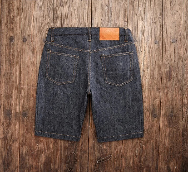 DK-0002 Red Tornado Super Top Quality Cotton Vintage Raw Indigo Selvage Washed Denim Bermuda Sanforized Jeans Shorts 14oz