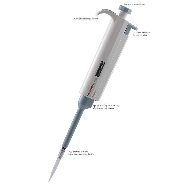 Pipette-TopPette Dragon lab Single-channel Adjustable Volume Mechanical Pipettor Pipet 20-200ul/100-1000ul With 200pcs Tips 1/PK