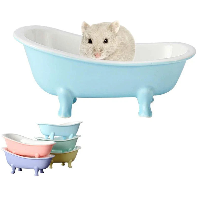 Small Animal Hamster Bed Ice Bathtub Accessories Cage Toys Ceramic Relax Habitat House Sleep Pad Nest for Hamster Food Bowl