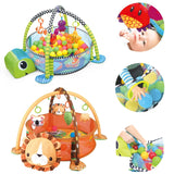 Baby 3 in 1 Fitness Frame Game Blanket Multifunctional Cartoon Play Crawling Mat Tortoise Lion Ocean Ball pool 0-18 Months Toy