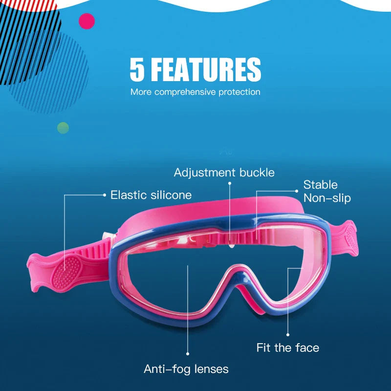 Teenagers Kids Childrens Boys Girls Swim Glasses HD Transparent Anti-fog Large Frame Swimming Goggles Swim Eyewear