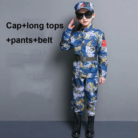 New Military Uniform For Kids Training Suit Boy Special Force Combat Jacket Pants Set Army Camouflage Children Soldier Clothes