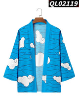 Japanese Style Clouds Print Blue Beach Yukata Women Men Kimono Harajuku Cardigan Traditional Samurai Cosplay Haori Robe Clothing