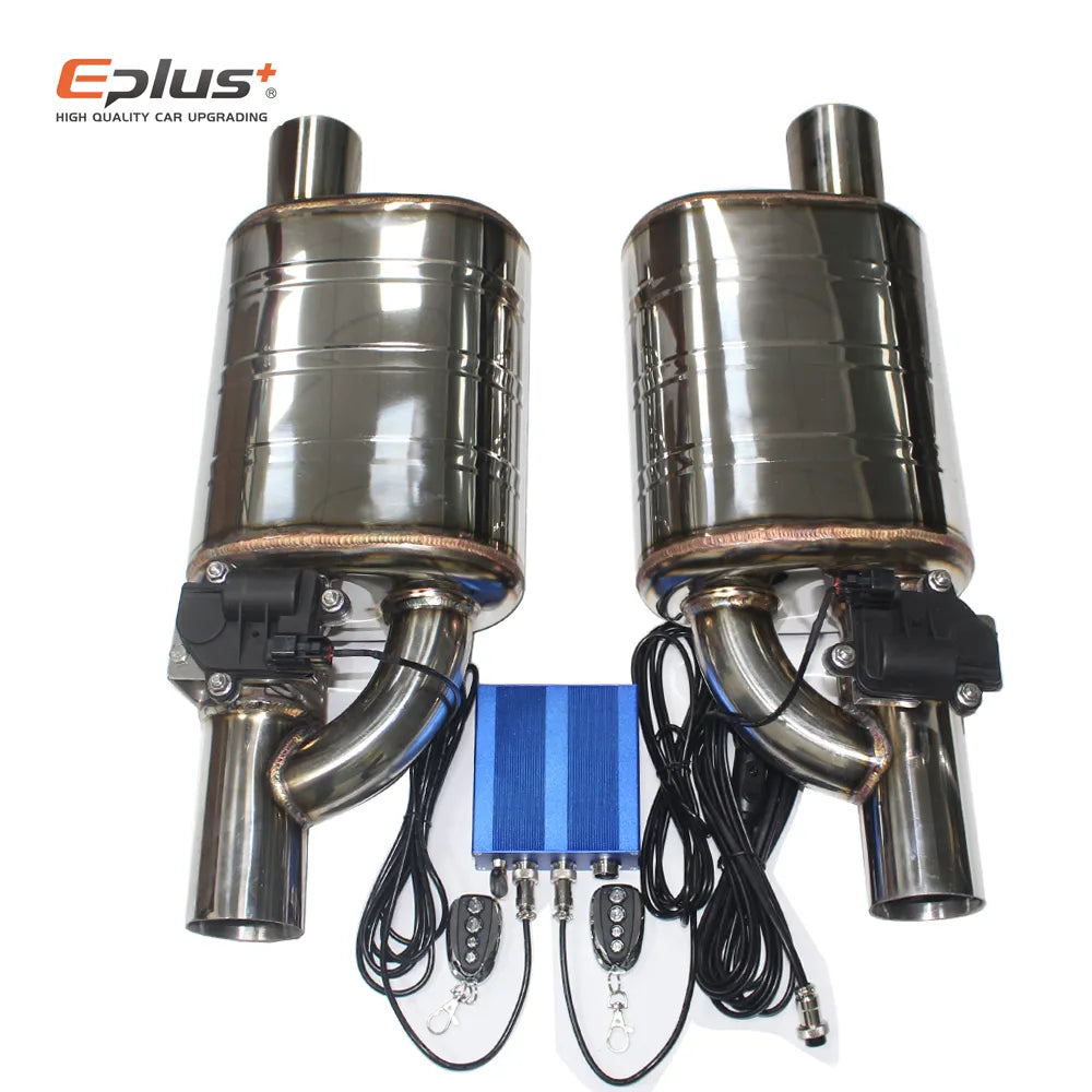 EPLUS Car Exhaust System Electric Valve Control Exhaust Pipe Kit Adjustable Valve Angle Silencer Stainless Universal 51 63 70 76