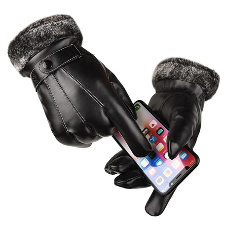 Winter Gloves For Men Leather Gloves Tactical Touchscreen Fleece Keep Warm Waterproof Driving Male Snowboard Outdoor Sport Glove