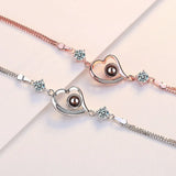 Hot Fashion 925 Sterling Silver Zirconia Projection Double Layer Heart Shaped Bracelets For Women Gift S-B242